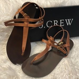 NEW J Crew Sandals 6.5 Leather Made in Italy double gold buckles with Box
